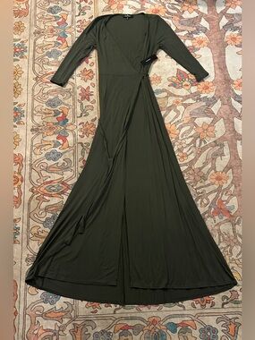 Olive Green Wrap Maxi Dress